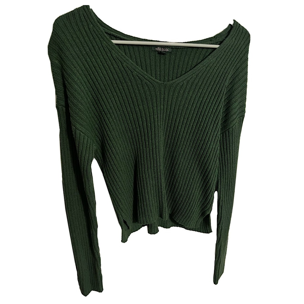 wild fable v-neck green sweater